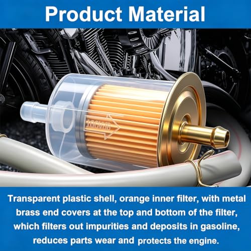 smseace 4Pcs 5/16 Inch fuel filter inline with 8Pcs Hose Clamps in line fuel filter 5/16 Inch for Motorcycles, Car, Trucks 5/16 Inch Inline Fuel Filter