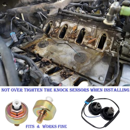 Dual Knock Sensor Kit with Wiring Harness & Intake Manifold Gasket,for Chevy Silverado Avalanche Tahoe, GMC Sierra Yukon, Cadillac Hummer & More Models Replace 12601822 213-3521 89060413