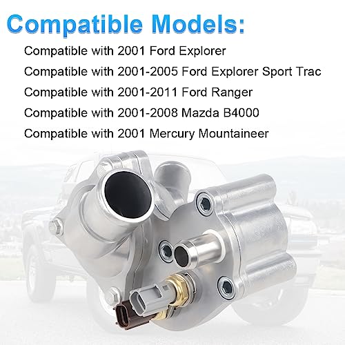 4L5E8A586AB Aluminum Thermostat Housing Compatible with 01-05 Ford Explorer