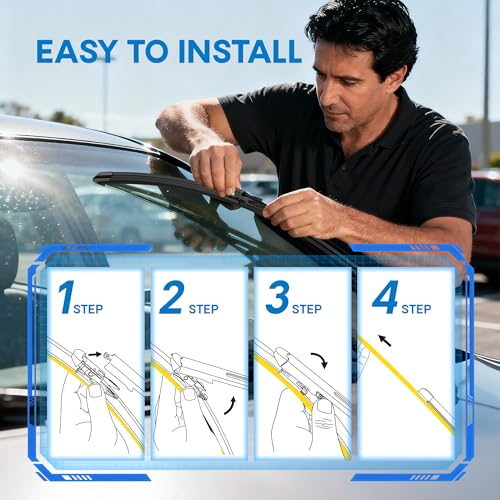 5 PLUS® Silicone 22 Inch Wiper Blades 2 Pack Replacement For CHEVY Silverado 2013-2008 Tahoe 2014-2007/GMC Sierra Yukon 2013-2008, Automotive Replacement Windshield Wipers With Water Repellent.