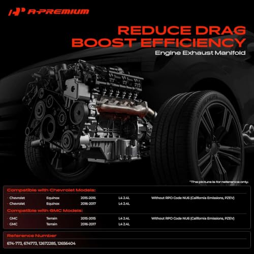 A-Premium [DOHC 4Cyl 2.4L] Exhaust Manifold Kit W/Gasket & Nuts & Bolts Fit for Chevrolet Equinox & GMC Terrain, 2015 2016 2017, Replaces 12672285 12656404