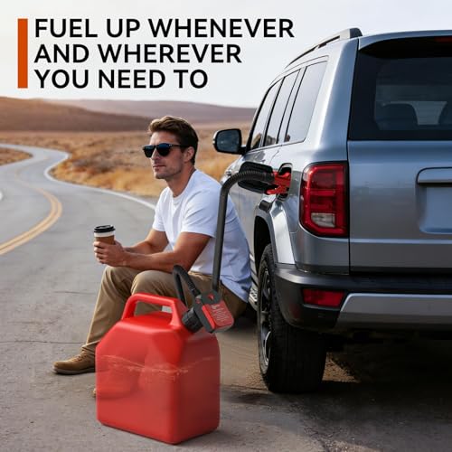 Fuel Transfer Pump with Auto-Stop, 4.2 GPM Battery or USB-Powered Petrol Pump for Fuel Cans, Portable Electric Petrol Transfer Pump with 51" Hose & 4 Adapters for Fast, Safe and Spill-Free Refuelling