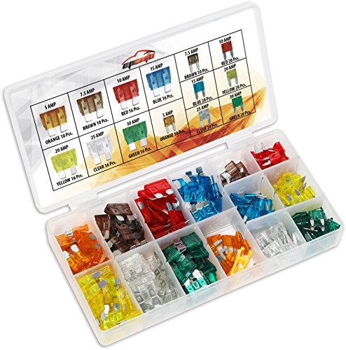 EPAuto 220pc Automotive Assorted Blade Fuse Set - Standard & Mini Fuse Kit