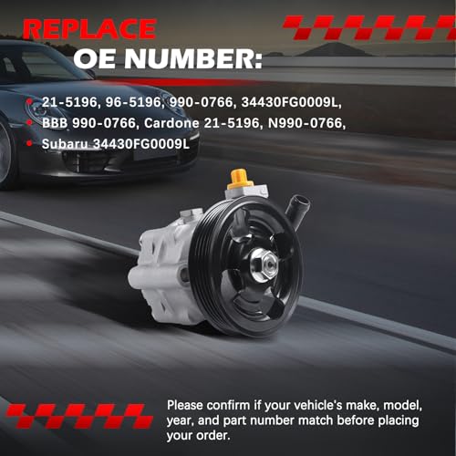 Autodevil 21-5196 Power Steering Pump Fit for 2008-2014 Impreza 2.5L, 2005-2009 Legacy 2.5L, 2005-2009 Outback 2.5L, Power Assist Pump Replace for 21-5196, 96-5196, 990-0766