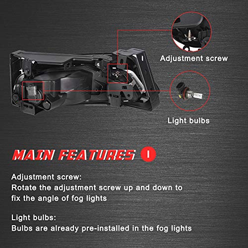 Driving Fog Lights Lamps Replacement for Honda Accord 2013 2014 2015 4-door Sedan with H11 12V 55W Halogen Bulbs HO2593132 HO2592132 (Clear Lens)