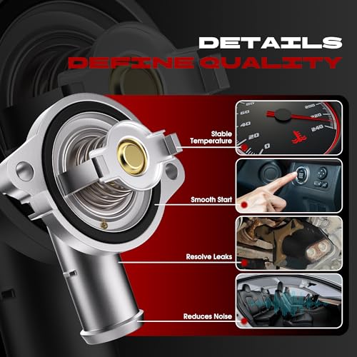 Upgrade Aluminium Engine Coolant Thermostat Housing Assembly Compatible with 2011-2022 Chrysler 300, 2011-2022 Dodge Challenger Charger, Replaces 902-3035 5184977AD 5184977AE