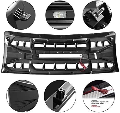 MEGAIE Front Grill Replacement for F150 2009-2014, Matte Black Front Bumper Grille w/Off-Road Lights