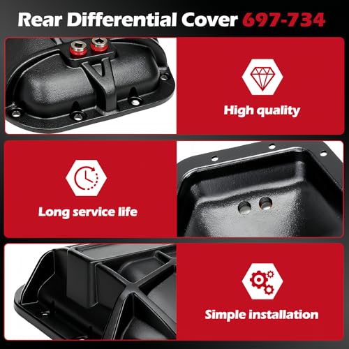 697-734 9.75" Rear Differential Cover with Gasket and 12*Screw Compatible with Ford F150 E150 Expedition Transit-150 Lincoln Mark LT,Navigator | 9.75" Ring Gear