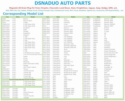 1PC M14x1.5mm Stainless Steel Engine Magnetic Oil Drain Plug Fits for Honda Accord Civic CR-V Odyssey, Acura Ford GM Mazda Hyundai KIA Audi VW RAM JEEP Yamaha Benz, More Vehicles, Replace DP001