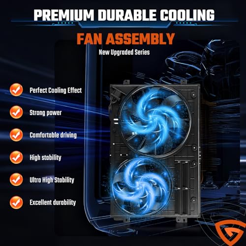 GEARLAST Radiator Fan Engine, Replacement Dual Radiator & Condenser Cooling Fan Assembly Fit for Volkswagen Jetta 2.0L VW Tiguan for Audi A3 TT 1K0121205AD9B9