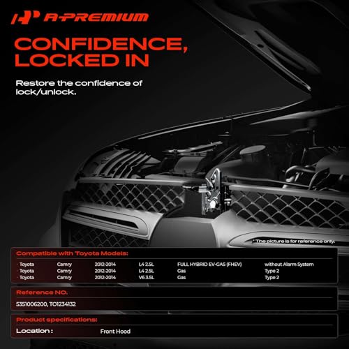 A-Premium Hood Latch Lock Compatible with Toyota Camry 2012-2014, Front Hood Lock Engine Bonnet Latch Assembly
