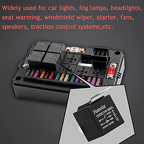 Hamolar 2 Pack 12V 40/30 Amp Car Relay DC 5 Pin SPDT and Harness - Heavy Duty 12 AWG Copper Wires Relays Kit for Automotive Truck Motorcycle Boat