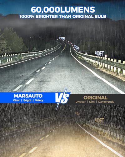 Marsauto D5S D5R HID Bulbs, 10X Brightness, 60,000LM 6500K White for HID Xenon Bulb, Plug and Play, Pack of 2