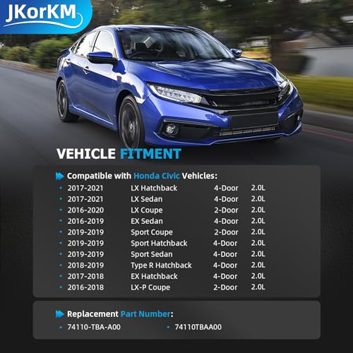 Jkorkm 74110-TBA-A00 Engine Splash Guard Under Car Shield Cover Compatible with Honda Civic 2016-2021 Replaces 74110tbaa00 Including Screws and Bolts Splash Shield Guard Under car