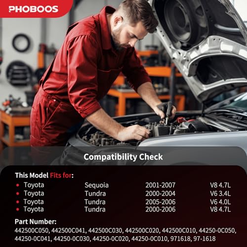 PHOBOOS Hydraulic Power Steering Rack and Pinion Assembly Compatible with Toyota Tundra 2000-2006, Toyota Sequoia 2001-2007, 3.0L/4.0L/4.7L, New Unit, Leak Resistance, Direct Fit, Ref. 97-1618