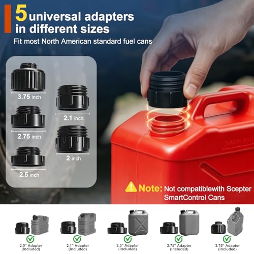 5.5 GPM Cordless Fuel Transfer Pump with Auto Shut-Off & Beep Alert, 57"Hose & 5Adapters, Compatible with DeWalt 20V & Milwaukee 18V Batteries, Portable Gas Can Pump for Gasoline andDiesel (Bare Tool)