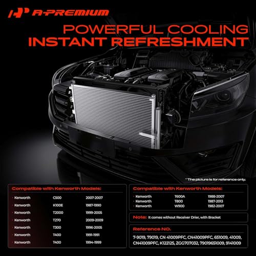 A-Premium Air Conditioning A/C Condenser Compatible with Kenworth C500 2007, K100E 1987-1990, T2000 1999-2005, T270 2009, T300 T400 T600A T800 W900