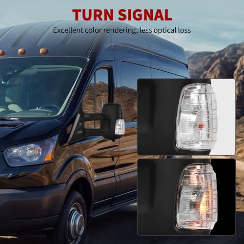 YITAMOTOR Left Side Mirror Compatible with 2015-2024 Ford Transit 150 250 350 Power Heated Mirror, Door mirror with Amber Turn Light