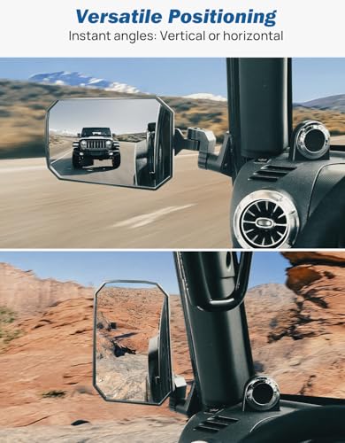 JOYTUTUS Wrangler Mirrors Doors Off Compatible with Wrangler TJ JK & Unlimited, Wrangler JK Side Mirrors for Wrangler 1997-2018, Wider View No Vibrate & Wobble (Patented), Does Not Fit on Doors