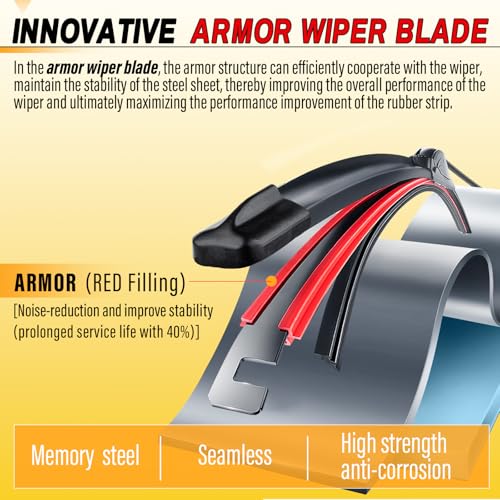 AUTOBOO 24" and 17" Windshield Wipers Blades (Pack Of 2),OEM Quality Premium All-Seasons Wiper blades,Stable and Quiet wiper blades