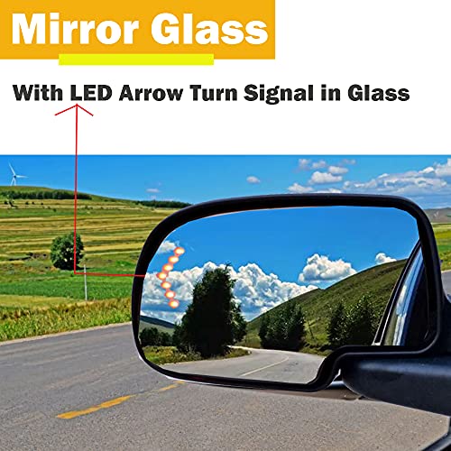 Driver Side Heated Mirror Glass Replacement for 2003-2007 Cadillac Escalade, Chevrolet Avalanche, Silverado, Suburban, Tahoe, GMC Sierra, Yukon - Exterior Side View Convex Mirror with Turn Signal