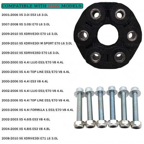 26117503159 DriveShaft Drive Shaft Coupler Flex Joint Drive Shaft Coupling with Bolts Compatible with BMW X5 2000-2010 3.0L 4.4L 4.6L 4.8L 43493 26117503159S1