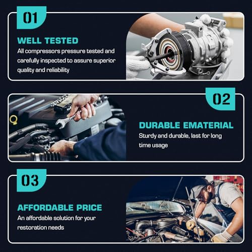 Air Conditioning A/C Compressor with Clutch Fits for Chrysler 200 2.4L 2011-2014, Sebring 2.4L 2007-2010, for Dodge Avenger 2.4 2008-2014, Journey 2.4 2009-2020, CO 11267C, Without Rear A/C