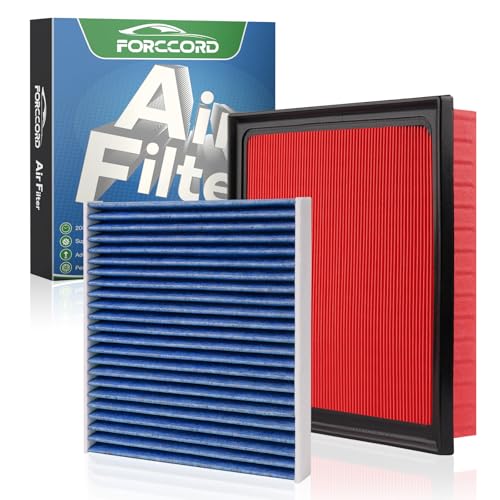 Forccord Cabin & Engine Air Filter Fit for Toyota RAV4 2019-25, Camry 2018-24, Highlander 2020-26, Avalon 2019-22, ES350 2019-25 Activated Carbon Cabin Filter Replacement CF12157 CA12377 (Not Hybrid!)