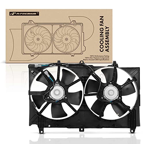 A-Premium Engine Radiator Cooling Fan Assembly Compatible with Select Infiniti & Nissan Models - G35 2003-2007, 350Z 2003-2007 - Replace# 21481CF40B, 21483CD000