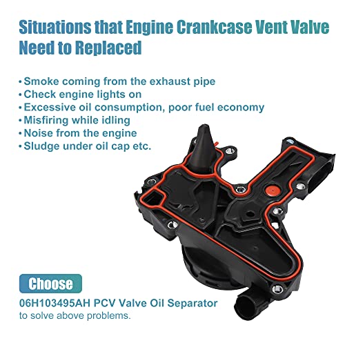 X AUTOHAUX PCV Valve Engine Crankcase Vent Oil Separator Breather Hose Exhaust Pipe Kit 06H103495AH for VW Beetle CC Jetta GTI Passat Tiguan for Audi A3 A4 A5 Q5 TT 2.0L L4 ONLY