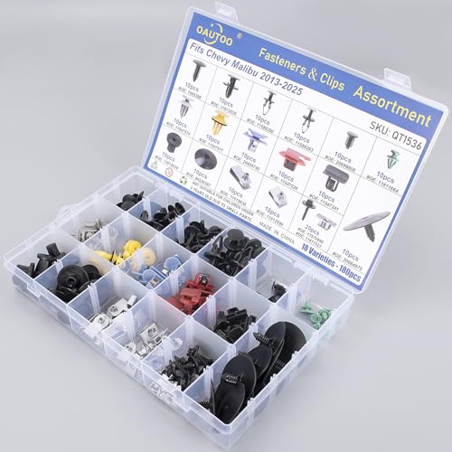 OAUTOO 180pcs fits Chevy Malibu 2013-2025 Auto Body Interior and Exterior Retainer Fastener Clip Assortment