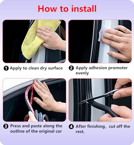 SOZATO Car Door Seal Strip 3-Layer Pyramid Self Adhesive Rubber 32.8 Ft