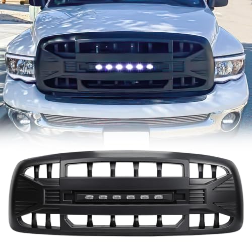 Allinoneparts Front Grille Compatible with 2002-2005 Dodge Ram 1500, 2003-2005 Ram 2500/3500, w/Off-Road Lights, Matte Black