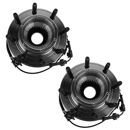 TRQ Front Left and Right Wheel Bearing and Hub Assembly 2 Piece Set 4WD SRW Compatible with 2011-2016 Ford F250/F350 Super Duty 4x4 SRW