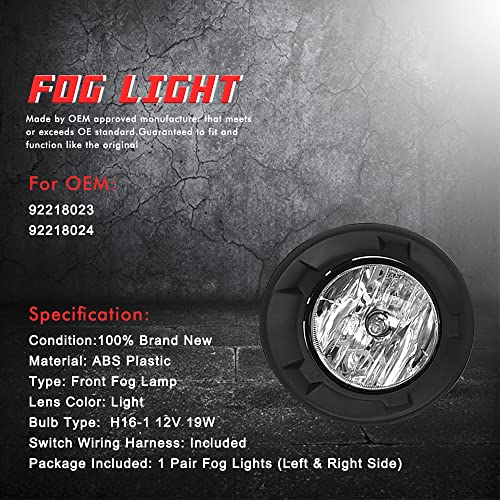 A ABIGAIL Driving Fog Lights Lamps Replacement for Chevy Camaro 2010 2011 2012 2013 with Halogen Bulbs & Black Bezel (Clear Lens)