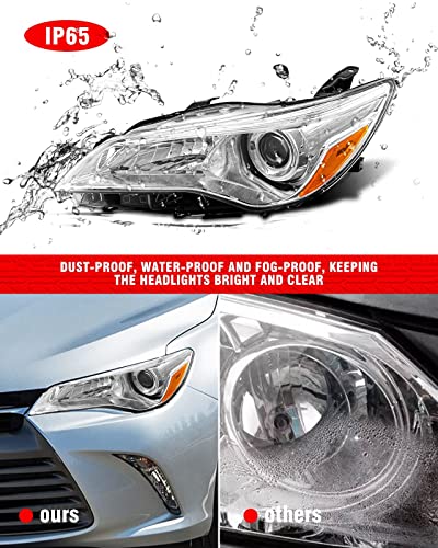 ADCARLIGHTS 2015 2016 2017 Camry Headlight Assembly Headlights for 2015-2017 Toyota Camry Headlamp Replacement Left and Right - Chrome Housing Pair（W/O Bulbs）