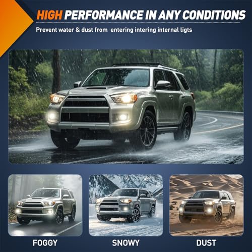 Nilight Fog Lights Assembly Compatible with 2006 2007 2008 2009 Toyota 4runner Left Driver and Right Passenger Side Clear Lens Fog Lamps Replacement 9006 12V 51W Bulbs