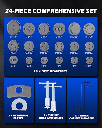 Orion Motor Tech 24pc Brake Caliper Compression Tool Set, Heavy Duty Brake Piston Compressor Tool and Wind Back Tool Kit for Brake Pad Replacement, Universal Disc Brake Caliper Tool Set with Blue Case