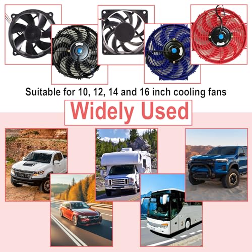 2 PCS Electric Fan Relay Kit, Dual Electric Fan Relay Kit, 185 On 175 Off Thermostat Switch 40A Relays, 12V Cooling Radiator Fan Relays Wiring Kits for Replacing Faulty Wiring, Truck Engine Cooling