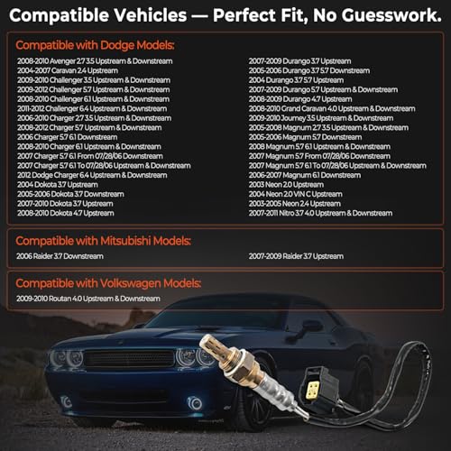 4Pcs Oxygen Sensor Upstream Downstream O2 Sensor Compatible with Chrysler 300 Town & Country, Jeep Grand Cherokee Wrangler, Dodge Durango Dokota Charger Ram 1500 2500 3500 Replace 234-4587 250-24253