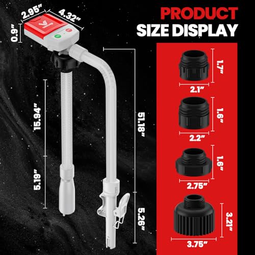 Automatic Electric Fuel Transfer Pump with Auto-Stop, 3.8GPM & 51" Hose & 4 Size Adapters Gas Can Pump with Leak Protection for Gasoline, Diesel, Kerosene, Gifts for Men Dad Him - 2nd Gen Red Gray