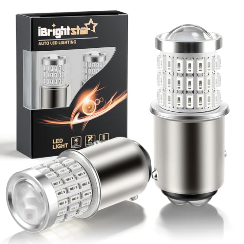 iBrightstar 1157 LED Bulb Red, BAY15D 2057 2357 7528 LED Brake Light Bulbs Super Bright for Rear Brake Lights and Tail Lights, 2 Pack