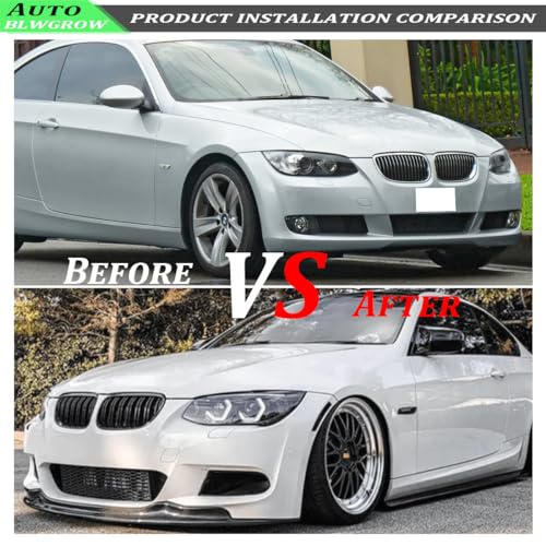 BLWGROW Front Kidney Grille Glossy Black Compatible with 2006-2009 3 Series E92 & E93 Double Slats Grill Gloss Black