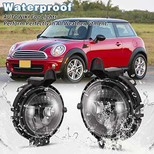 AUTOWIKI Front Bumper Fog Light Assembly for 2007-2015 Mini Cooper R56/ Convertible, 2006-2013 Mini Clubman With Smoke Lens 2PCS Fog Lights Replacement Set