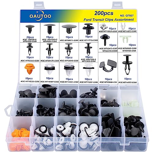 OAUTOO 200pcs for Ford Transit 2014-On Auto Body Interior and Exterior Retainer Fastener Clip Assortment