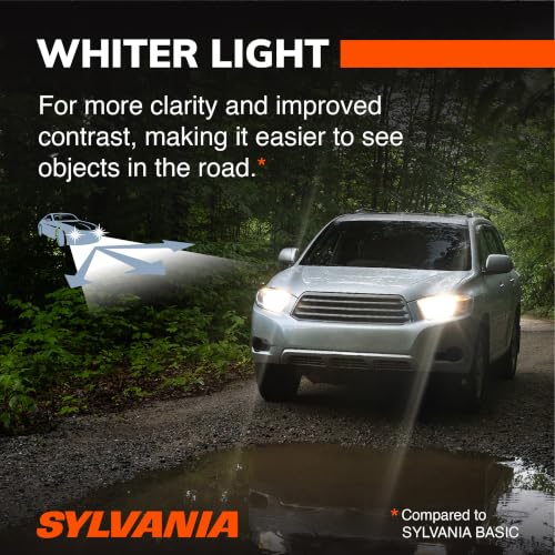 SYLVANIA - 9003 SilverStar - High Performance Halogen Headlight Bulb, High Beam, Low Beam and Fog Replacement Bulb, Brighter Down Road with Whiter Light (Contains 2 Bulbs)