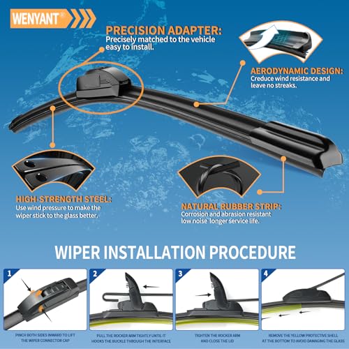 Wenyant 20"/20"/12" Windshield Wipers Compatible with Ford Escape 2008 2009 2010 2011 2012 Front and Rear Wiper Blades for My Car Original Equipment Automotive Replacement (Set of 3)