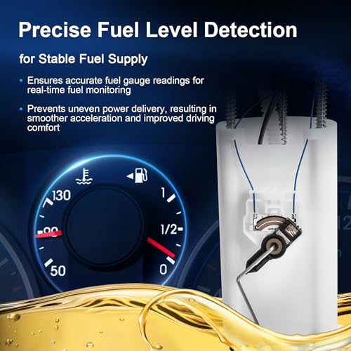 Fuel Pump, Fit for 1997 1998 1999 2000 Chevy/GMC C1500 C2500 C3500 K1500 K2500 K3500 Pickup 4.3L 5L 5.7L 7.4L, Electric Fuel Pump with 2 Connectors & Level Sensor & Sending Unit, Replace E3947M