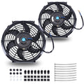 FGJQEFG 10 Inch Universal Slim Fan Push Pull Electric Radiator 12V 80W High Performance Cooling Fan Mount Kit Black 2 Pcs