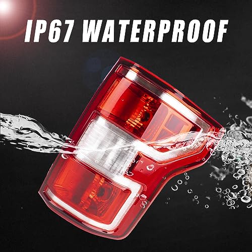 Boine F150 Tail Light Compatible With 2018 2019 2020 Ford F150 F-150 Left Driver Side Rear Light Brake Lamp - Bulb and Harness Included Replace JL3Z13405H